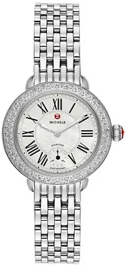 Michele $1795 Serein 84 Diamonds .36 Ctw Silver Mop Swiss Watch Mww21e000001 • $989