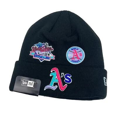 New Era Oakland Athletics Polar Lights Cuff Knit Hat Beanie Winter Hat Black • $32