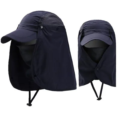 Unisex Outdoor Mesh Baseball Cap Bucket Hat With Neck Flap Face Protector Caps • £7.43