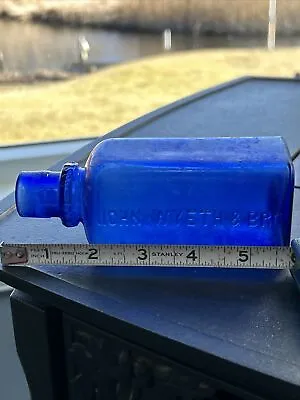 Vintage Cobalt Glass  John Wyeth & Bro.  Medicine Bottle (no Top Cap) • $9.99