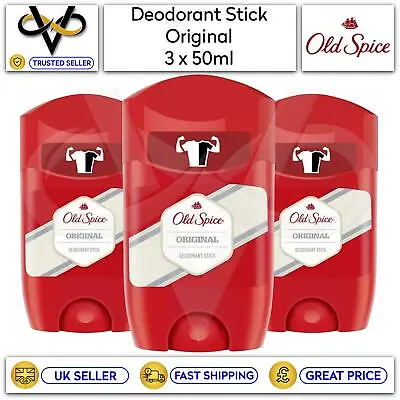 Old Spice Deodorant Stick Original 50ml Roll On Fresh Odour Protect Set Of 3 • £10.99