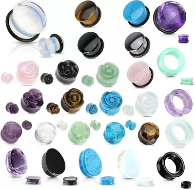 1 X New STONE Ear Plug Single Double Flare Flesh Tunnel Tear Drop Stretcher UK • £3.99