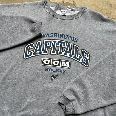 Vintage CCM Washington Capitals NHL Screaming Eagle Pullover Sweatshirt Mens 2XL • $44.99