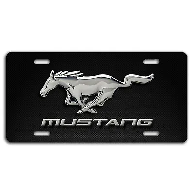 Ford Mustang Horse Art Dark Carbn-fiber Look Aluminum Vanity License Plate Tag  • $16.60