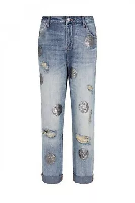 $110 • Buy Sass & Bide  Kiss The Sky  Sequin & Distressed Boyfriend Jeans Size 24 