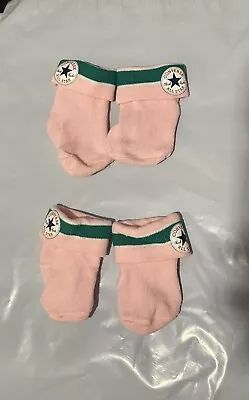 X2 New Baby Toddler Girls Converse All Stars Pink Socks Up To 1year • £2.99