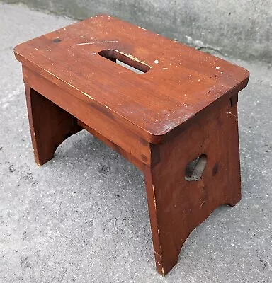 Vintage Antique Old Handmade SOLID Wood Wooden Foot Step Stool Stand Seat Garden • $139.99