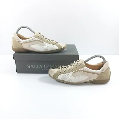Sally O'Hara Dune Comb Cream Beige Lace Up Sneaker Trainer Shoes UK 5 EU 38 Boho • £24.99