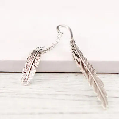 1x Silver Bird Feather Metal Bookmarks For Books Book Markers Gift For Readers • £3.19