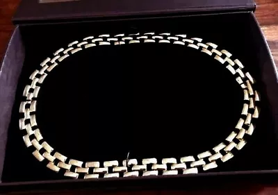 £19.50 • Buy Adrian Buckley Pave Collection Necklace Gold Tone Square Link Collarette - NEW 