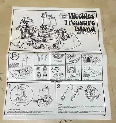 Vintage Original 1972 Weebles Treasure Island Instructions One Page • $29.95