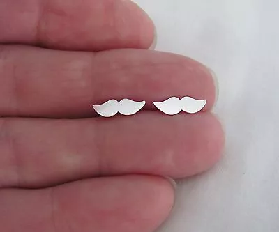 Sterling Silver 4mm High Cut Out Mustache Post Stud Earrings. • $13.11