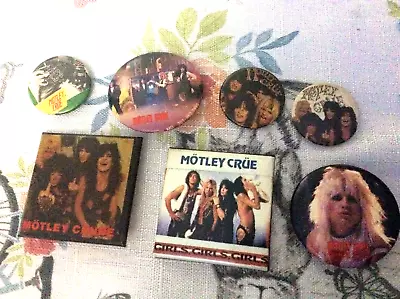 LOT Of 7 RARE Vintage 80s 90s MOTLEY CRUE Promo Pins Buttons ORIGINAL #2 Lot • $29.99