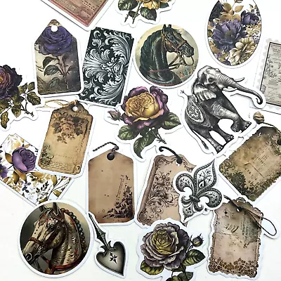Vintage Style Horse Rose Tag Stickers Romantic Scrapbooking Junk Journal Collage • $3