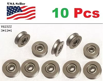 10 X V623ZZ 623VV  Groove Guide Pulley Rail Ball Bearings Metal (0.3cm*12mm*4mm) • $9.29