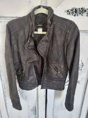 Miss Sixty Collecton Vintage Leather Jacket Brown Xsmall XS • $99