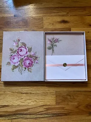 Vintage 70s Hallmark Stationery Writing Letter Full Box Set Pink Rose Flowers • $30