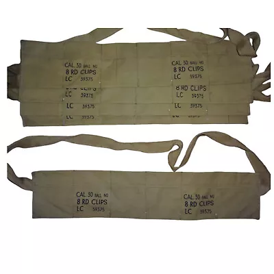 WWII US Army Bandolier For Garand (Cloth Reproduction) X 10 UNITS G402 • $51.29