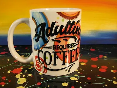 Adulting Requires Coffee (Donut Art)  Funny Novelty Coffee Mug • $6.44