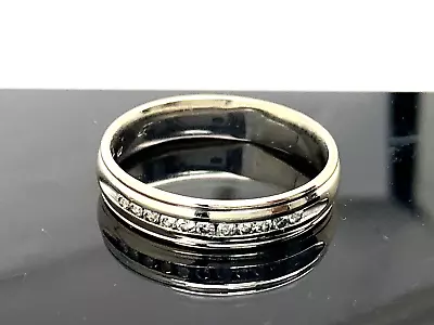 Men's Wedding Band Diamond 0.10ctw 14k White Gold Ring 5mm Wide Estate Size 11 • $395.97