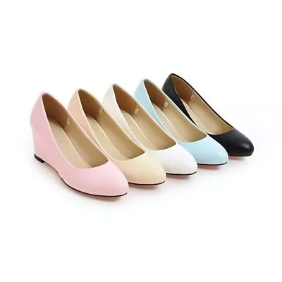 Womens Pumps Sexy Mary Janes Wedge Shallow Sandals Lady Work Office Shoes Party • $43.57