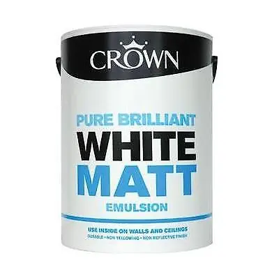 Crown Pure Brilliant White Matt Emulsion Paint - 5 Litre • £15.19