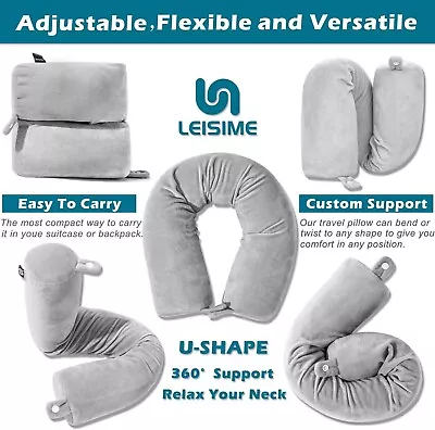 Travel Pillow Twist Memory Foam Neck Adjustable Neck For Neck Bendable Roll Pill • $18.95