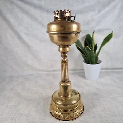 Antique Victorian Brass Corinthian Column Oil Lamp Base Needs TLC • £19.96