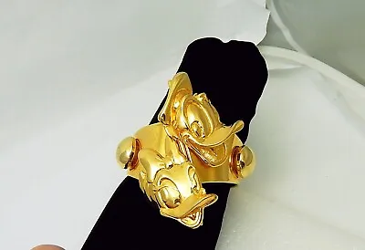 Gold Tone Unsigned Wendy Gell Donald & Daisy Duck Hinged Bracelet • $95