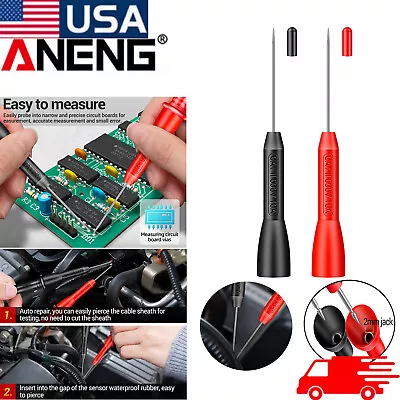 Universal Multimeter Test Lead Probes 2mm Insulated Piercing Needle Micro Pins • $7.97