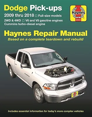 $35.83 • Buy Dodge Pickups Repair Manual 2009-2018 - 2WD, 4WD, V6, V8, Cummins Turbo-Diesel E
