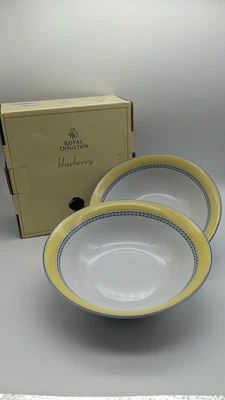 £34.99 • Buy Box Of 2 Royal Doulton Blueberry Cereal Bowls-Never Been Used