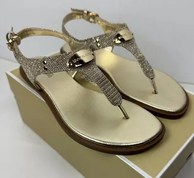 Michael Michael Kors Logo Plate Gold Metallic Thong Sandals Size: 6M • $60