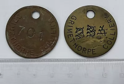 2 X GRIMETHORPE COLLIERY MINERS PIT TOKEN TALLY WORKS CHECK - SOUTH YORKSHIRE • £0.99