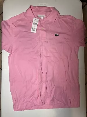 Lacoste Polo T-Shirt Mens Size 7 Pink Made In France Cotton Graphic Logo • $35