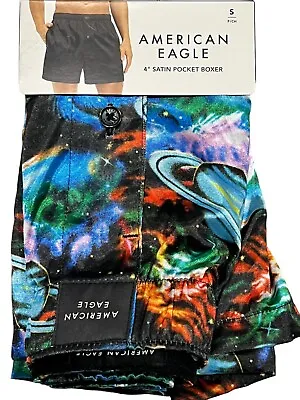 NWT AMERICAN EAGLE Satin Pocket Boxer Sz XS-S-M-L-XL Blue Planets Galaxy #35 • $25