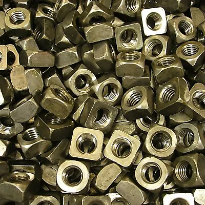 (100) 1/2 -13 Regular Square Nut Coarse Thread Unplated Plain Finish Steel • $35.49