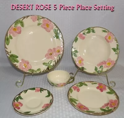 VINTAGE Franciscan DESERT ROSE  ~5 PIECE Place Setting~  U.S.A./England  #6 • $25