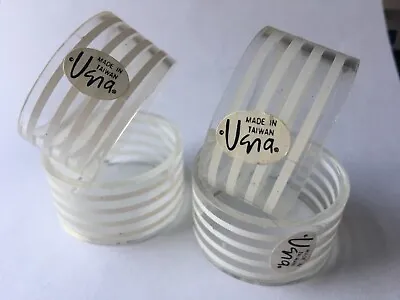 4 VTG Retro Mid Century 1970s Vera Neumann Clear Lucite Plastic Napkin Rings • $29.73