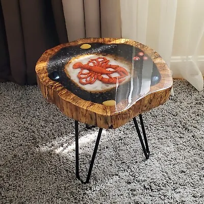 Side Table Live Edge Natural Edge Side Table Lobster Wood Mosaic • $190