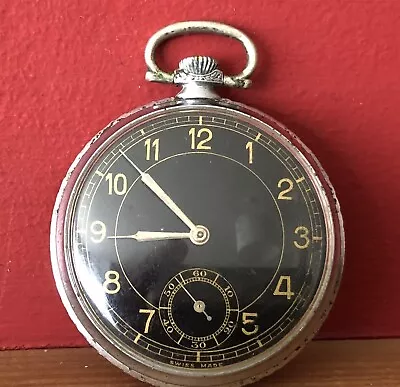 Vintage Brevet Military Art Deco Style Pocket Watch - Runs - But Needs Service • £10