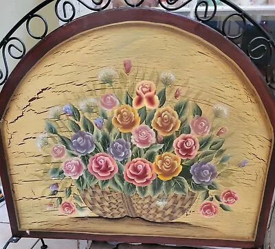 Victorian Trading English Garden Hand Painted Metal Fireplace Screen • $349