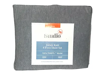 $67.99 • Buy Studio 3B 100% Tencel Modal Jersey Knit Sheet Set Super Soft Heather Grey Queen