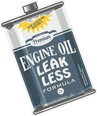 LEAK LESS Engine OIL CAN Retro Ratlook Motif Euro Rat Style Vinyl Car Sticker • $14.39