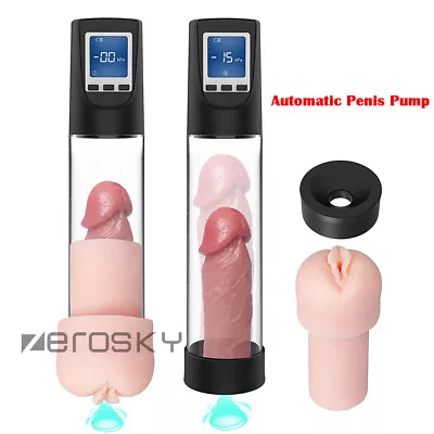 Electric Automatic LCD Penis Enlargement Pump Rechargeable Enlarge Cock Extender • $76