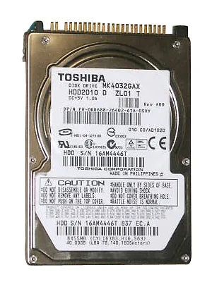 TOSHIBA MK4032GAX 40 GB 5400RPM 2.5  PATA/IDE 8 MB HDD Hard Disk Drives Hdd2d10 • £58.50