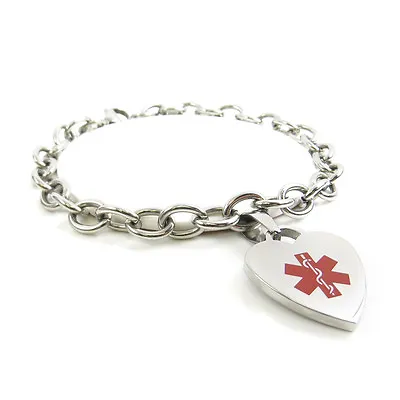 MyIDDr - Womens Hypoglycemia ID Bracelet Medical Charm Steel Pre-Engraved • $34.99