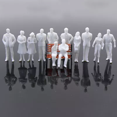 P50B 100pcs Model Trains 1:50 Scale Unpainted Figures White O Scale People • $11.99