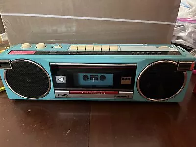 WORKING Vintage Panasonic FM 15 FM AM Stereo Radio Cassette Recorder Turquoise • $49.99