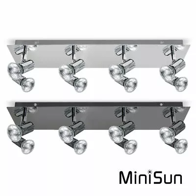 8 Way Ceiling Light Fitting Chrome Black Adjustable Spot Lights Living Room Home • £35.99